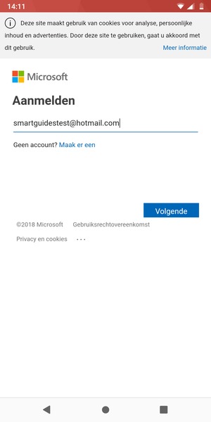 Voer uw e-mailadres in en selecteer Volgende