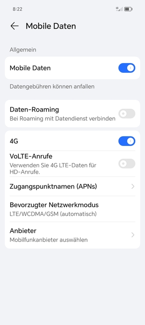 Wählen Sie Zugangspunktnamen (APNs)