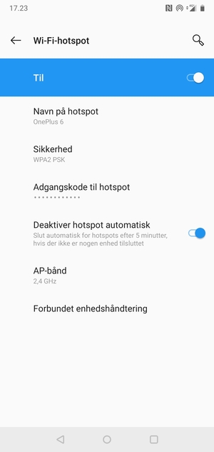 Din telefon er nu sat op til brug som modem