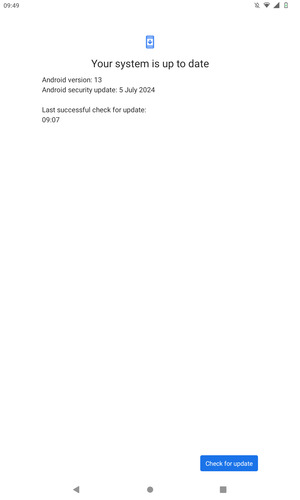 If your tablet is up to date, you will see the following screen