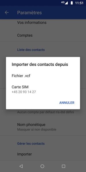 Sélectionnez Carte SIM