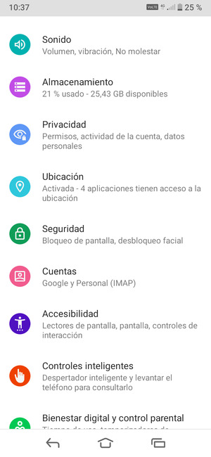 Desplácese y seleccione Seguridad