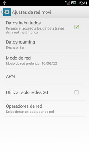 Seleccione Modo de red
