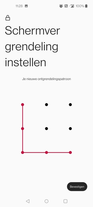 Teken het ontgrendelingspatroon nogmaals en selecteer Bevestigen