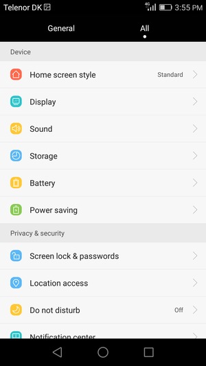 Scroll to and select Power saving