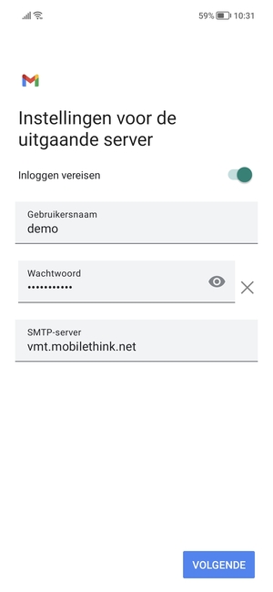 Voer Uitgaand serveradres in