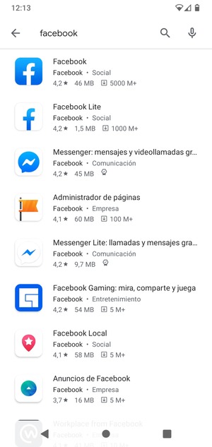 Seleccione la aplicación