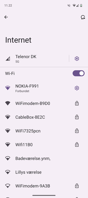 Du er nu tilsluttet Wi-Fi netværket