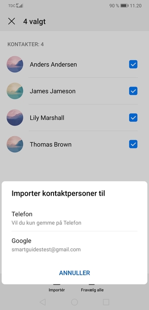 Vælg din Google konto