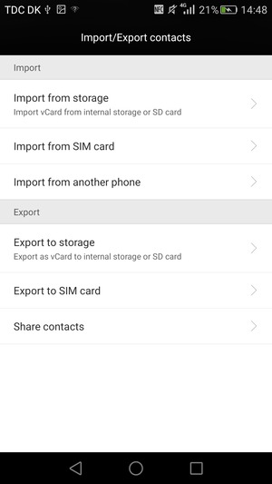 Select Import from SIM card