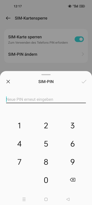 Bestätigen Sie Ihre neue PIN für die SIM-Karte und wählen Sie OK