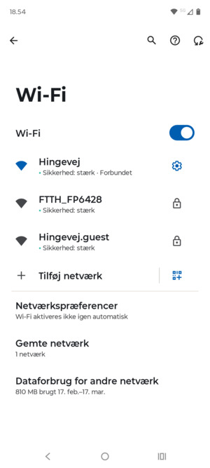 Du er nu tilsluttet Wi-Fi netværket