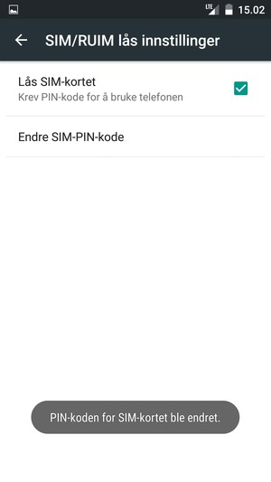 Din PIN-kode for SIM-kort er endret