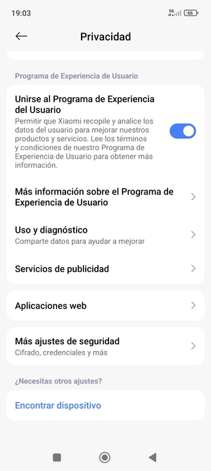 Desplácese y seleccione Más ajustes de seguridad