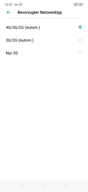 Wählen Sie die gewünschte Option