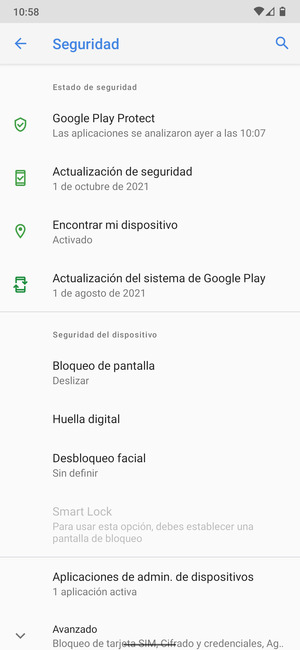 Seleccione Bloqueo de pantalla