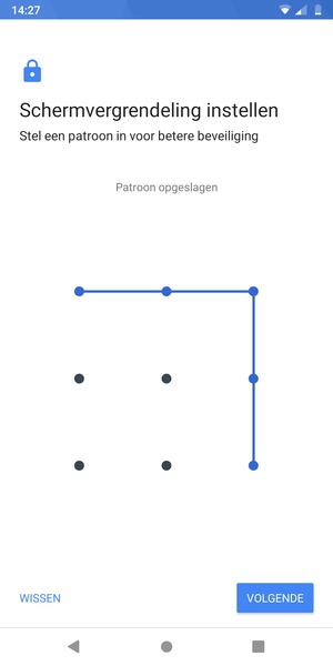 Teken een ontgrendelingspatroon en selecteer VOLGENDE