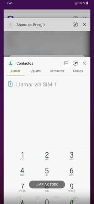 Seleccione LIMPIAR TODO para cerrar todas las aplicaciones en ejecución