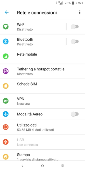 Seleziona Wi-Fi