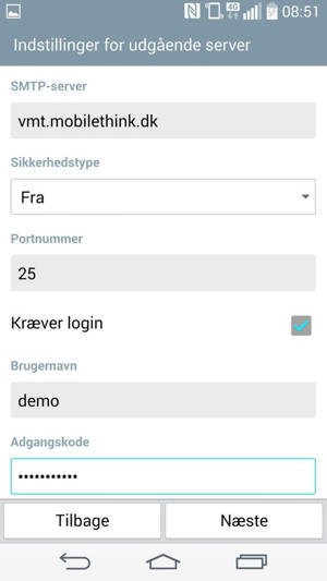 Indtast udgående serveradresse