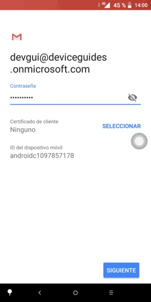 Introduzca su contraseña y seleccione SIGUIENTE