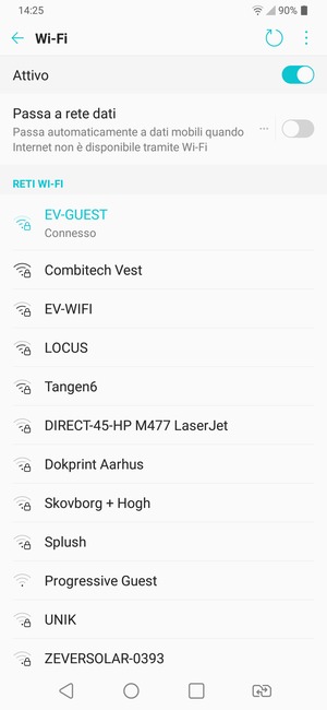 Ora sei connesso alla rete Wi-Fi