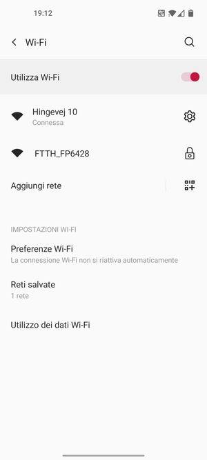 Ora sei connesso alla rete Wi-Fi