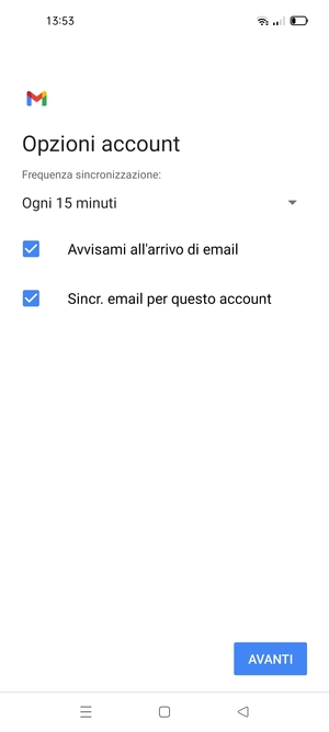 Seleziona AVANTI