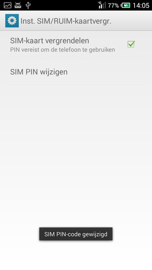Uw SIM PIN-code is gewijzigd