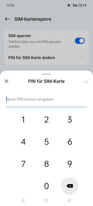 Bestätigen Sie Ihre neue PIN für die SIM-Karte und wählen Sie OK