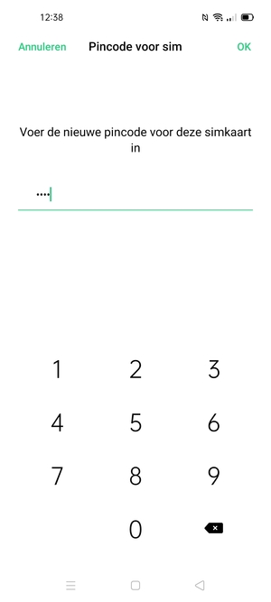 Voer uw Nieuwe pincode voor deze simkaart in en selecteer OK