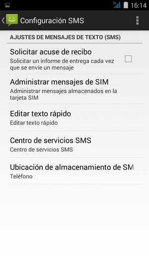 Seleccione Centro de servicios SMS