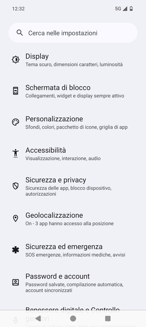 Scorri e seleziona Sicurezza e privacy