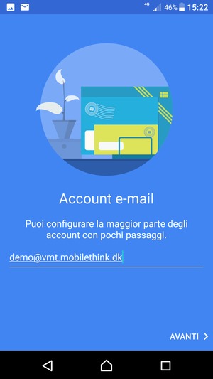 Inserisci il tuo indirizzo email e seleziona AVANTI