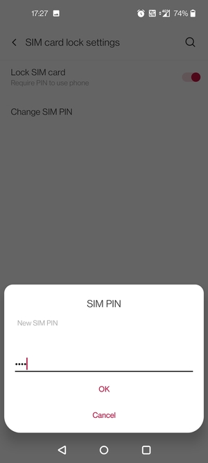 Enter your New SIM PIN and select OK