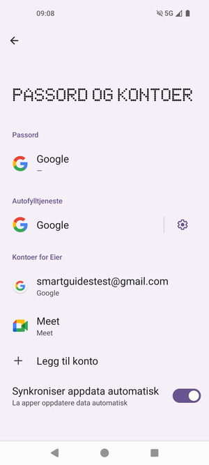 Velg din Google-konto