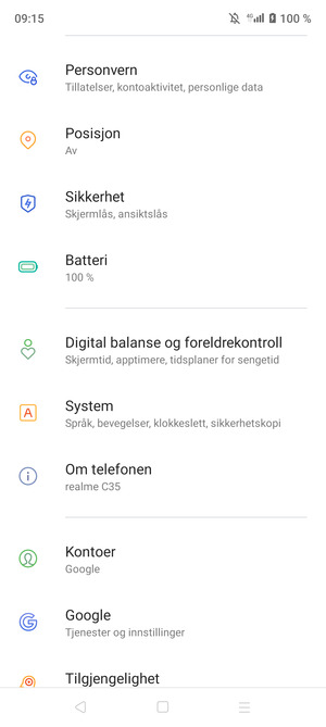 Bla til og velg Sikkerhet