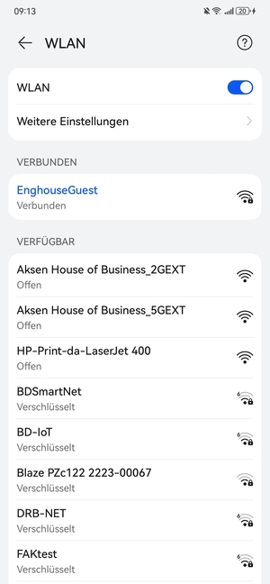 Sie sind nun mit dem WLAN-Netzwerk verbunden