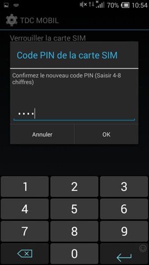 Veuillez confirmer votre nouveau Code PIN et sélectionner OK
