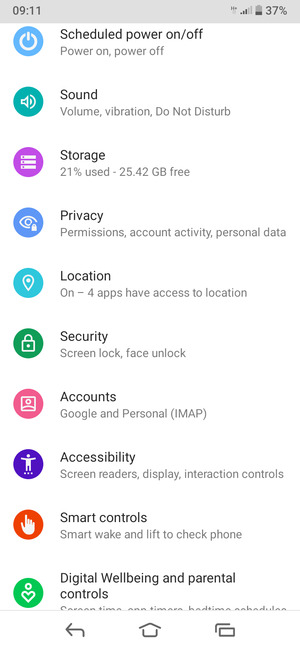 Scroll to and select Security