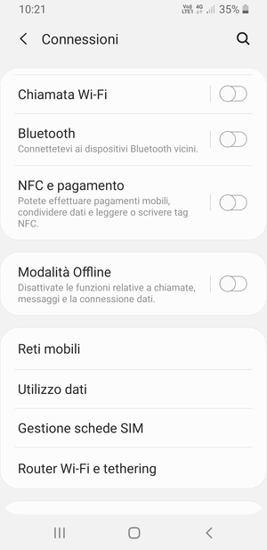Seleziona Reti mobili