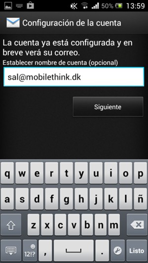 Déle a su cuenta un nombre y seleccione Siguiente