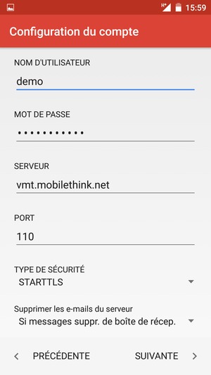Sélectionnez TYPE DE SÉCURITÉ