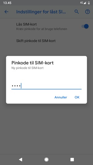 Indtast din Nye pinkode til SIM-kort og vælg OK