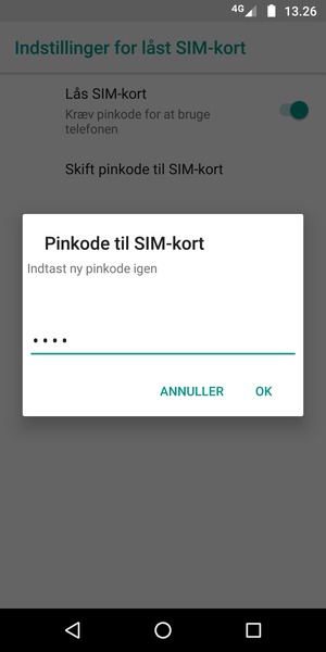 Bekræft din nye pinkode til SIM-kort og vælg OK