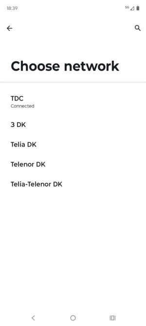 Select a network operator from the list