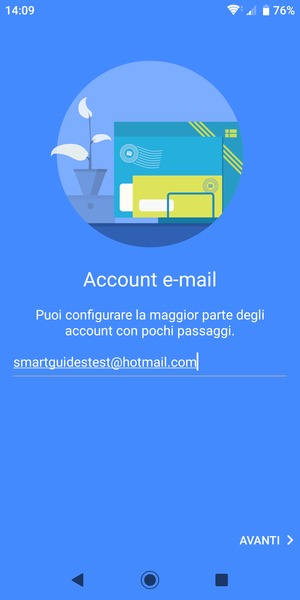 Inserisci il tuo indirizzo Hotmail e seleziona AVANTI