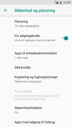 Scroll til og vælg SIM-kortlås