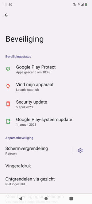 Uw telefoon is nu beveiligd met een schermvergrendeling