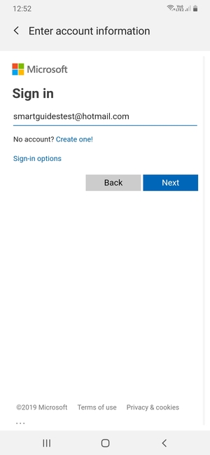 Enter your Hotmail address and select Next